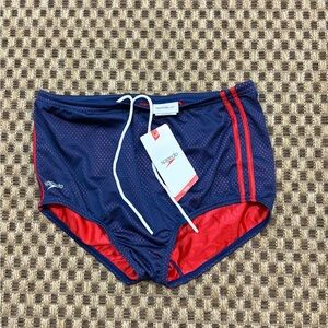 VINTAGE Speedo Swim Briefs Vintage Blue Size 32 Drawcord Deadstock